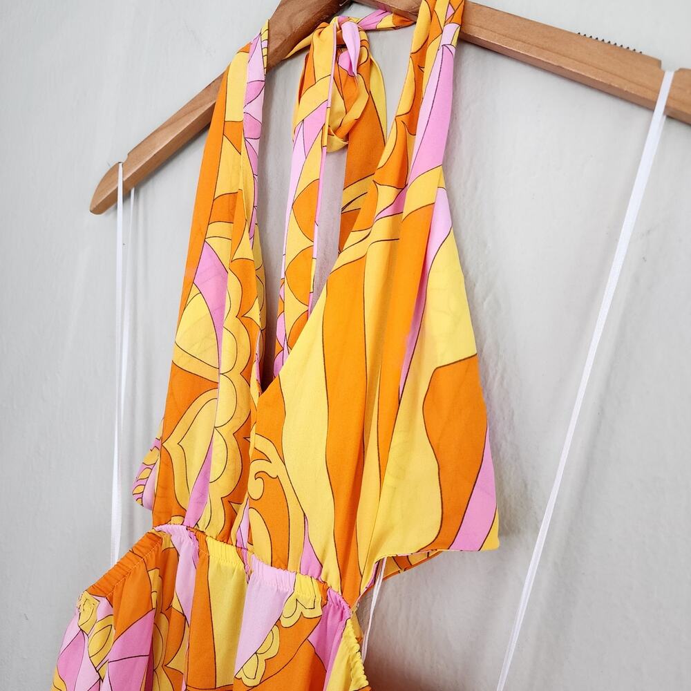 Show Me Your Mumu Marisol Maxi Dress Pink Orange Cutout Halter - M NWT Resort - Picture 9 of 15